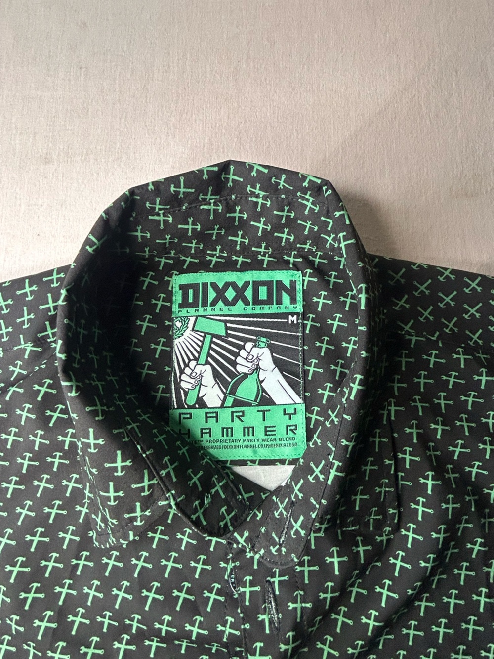 DIXXON Black Shirt with Mint Green Cross Print - Picture 3 of 7